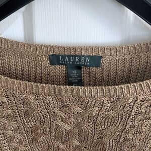 Lauren Ralph Lauren Tan Crew Neck Cable Knit Sweater